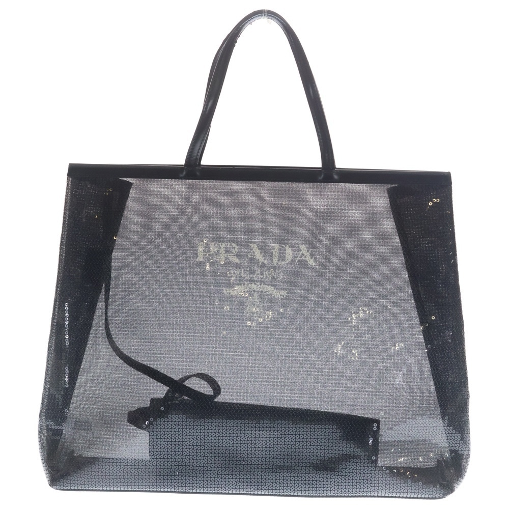 PRADA tote bag handbag sequins black